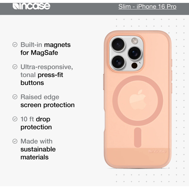 Mobile case back cover incase slim magsafe blush pink iphone 16 pro