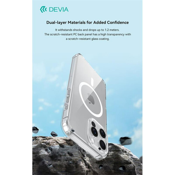 Coque arrière devia antichoc magnétique transparente pour iphone 16 plus