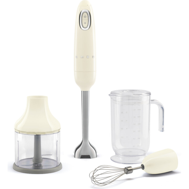 Mixeur plongeant Smeg avec accessoires crème style 50 hbf03creu