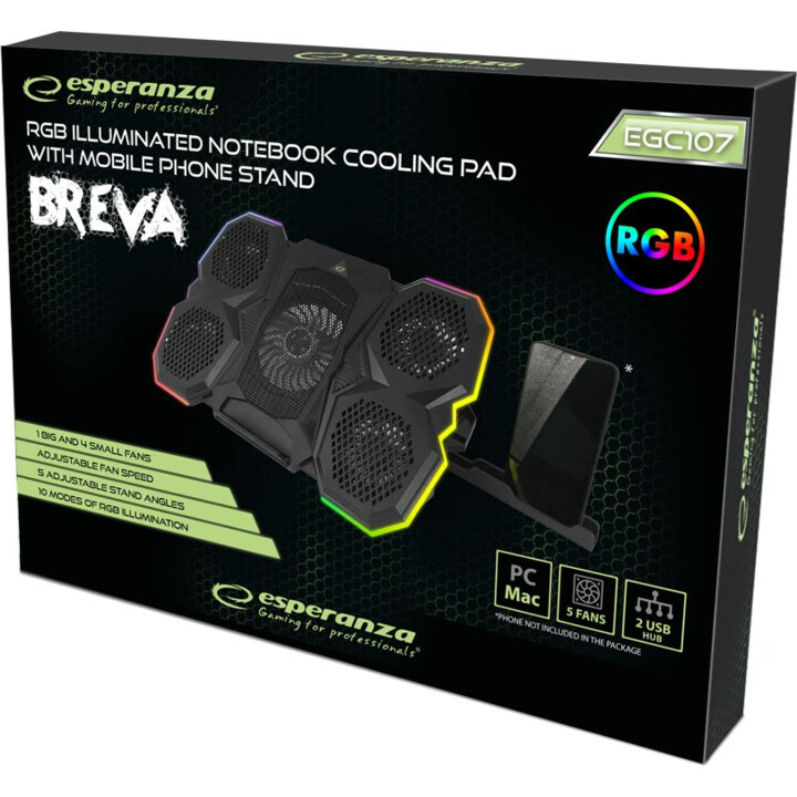 Esperanza EGC107 base de refrigeración para portátil negra