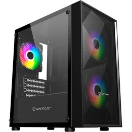 Unyka mir b200 s case semi-tower/micro-atx/alimentatore argb usb3.0 nero con finestra
