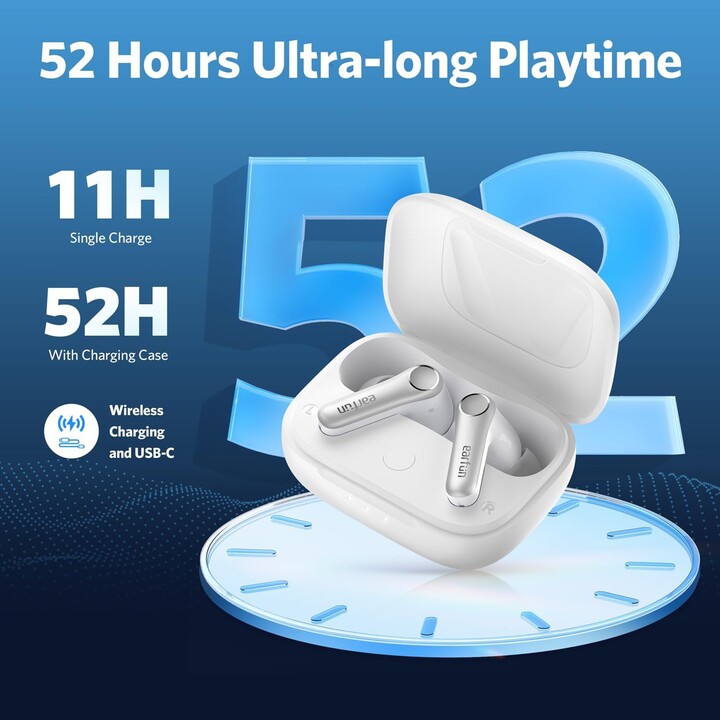 Earfun Air Pro 4 ANC QuietSmart 3.0 Fones de ouvido Bluetooth brilhantes brancos
