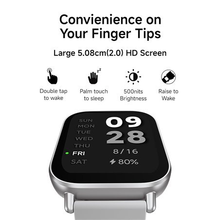 Xiaomi Redmi Relógio 5 Ativo | Relógio inteligente | LCD | 2,0” | À prova d&#39;água | Prata fosca