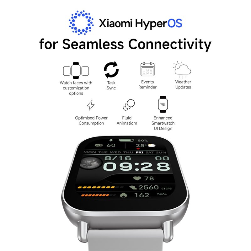 Xiaomi Redmi Relógio 5 Ativo | Relógio inteligente | LCD | 2,0” | À prova d&#39;água | Prata fosca