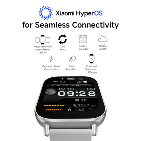 Xiaomi Redmi Relógio 5 Ativo | Relógio inteligente | LCD | 2,0” | À prova d&#39;água | Prata fosca