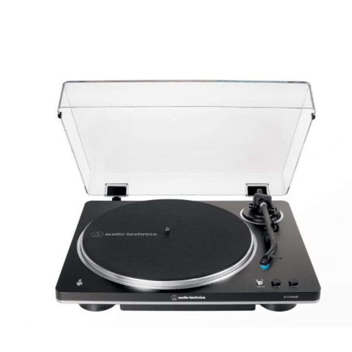 Platine vinyle sans fil à entraînement par courroie entièrement automatique en noir