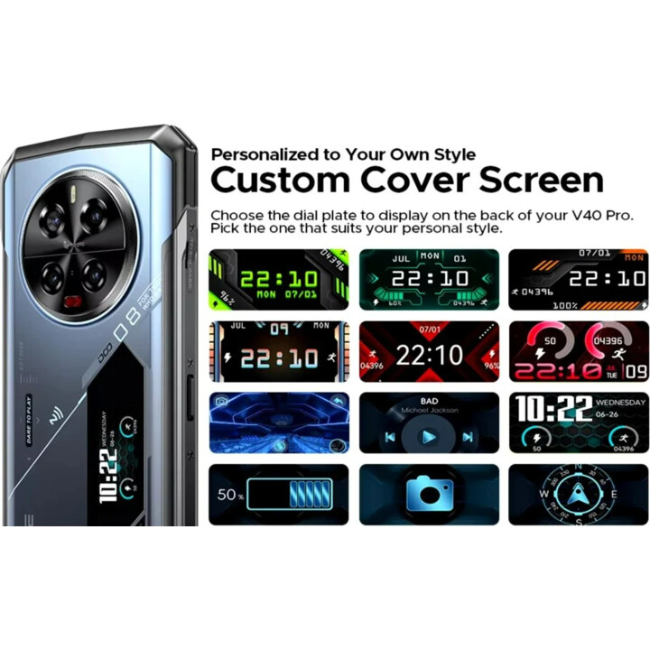 Doogee V40 Pro 5G, rugged phone, 6.78-inch screen, 16GB RAM, 512GB Storage, Blue color