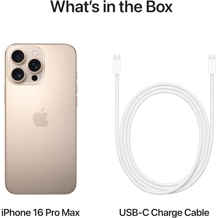 Apple iPhone 16 Pro Max 512 GB, telefono cellulare 5G con controllo fotocamera, 4K 120 fps, Dolby Vision, Titanio sabbia