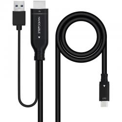 Câble DisplayPort Nanocable 10.15.4354/ DisplayPort Mâle - USB Mâle/ USB Type-C Mâle/ 1,8 m/ Noir