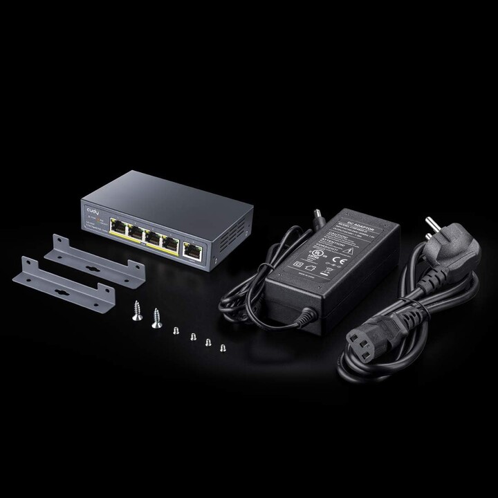 Cudy GS1005P Gigabit Ethernet Switch 5 Ports Poe+ 60W, 4 Ports 10/100/1000Mbps Poe+, Switch Non Géré