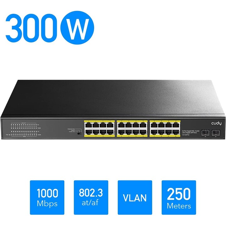 Cudy GS1028PS2, 24 Port-Gigabit PoE + Switch mit 2 Gigabit SFP-Ports