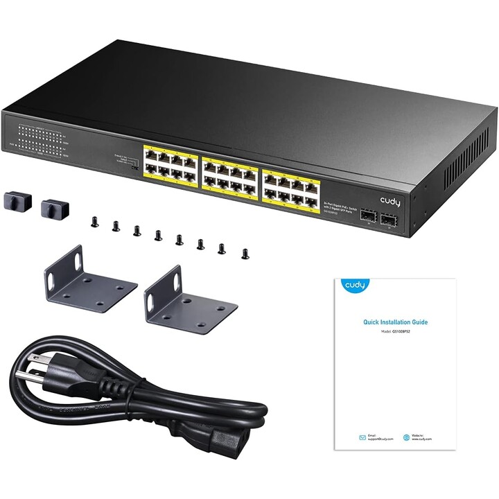 Cudy GS1028PS2, 24 portas - Gigabit PoE + Switch com 2 portas Gigabit SFP