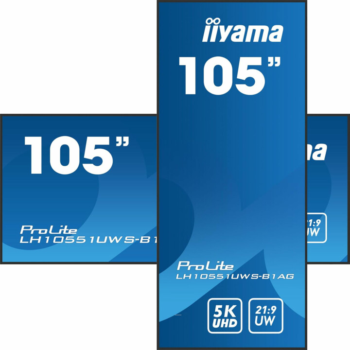 Iiyama 5K Tela plana de sinalização digital LED de 105 polegadas