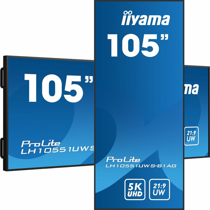 Iiyama 5K Tela plana de sinalização digital LED de 105 polegadas