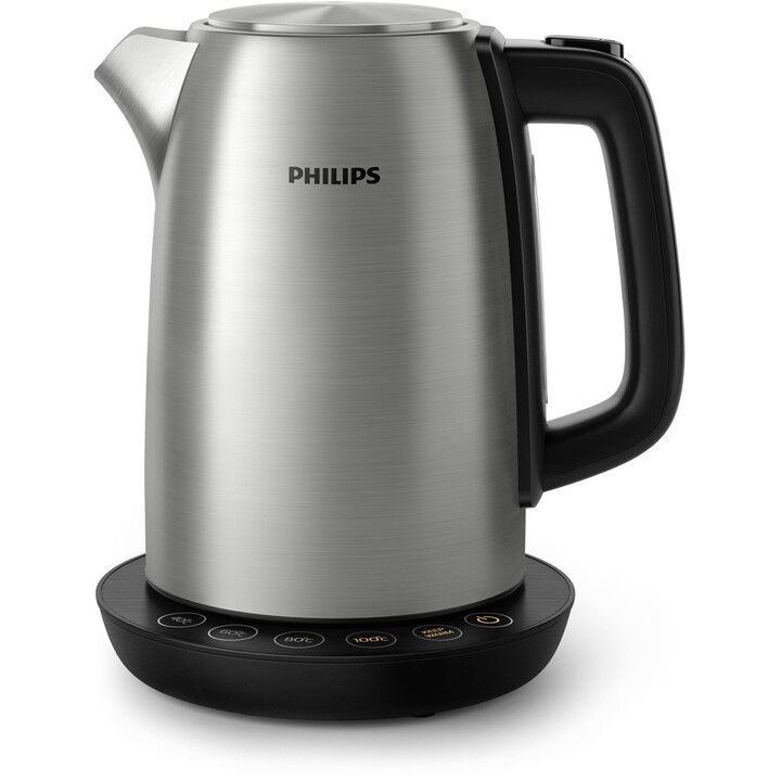 Philips Avance Collection Hervidora c/control temperatura, tapa c/resorte, 1,7 l, metálica