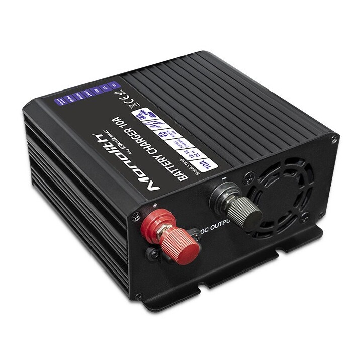 Qoltec 51958 Cargador Monolito Inteligente para baterías LiFePO4 AGM GEL SLA | 10A | 12V