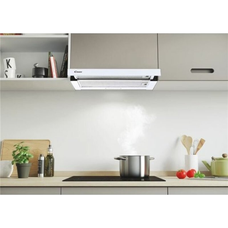 Candy CBT625/2W, Campana Telescópica 60 CM, 2 Niveles de Potencia, 67,5W, 332,1M3/H, Filtros de Carbón, Panel de Aluminio Antigr