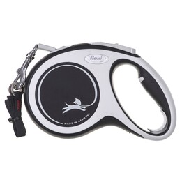 Correa automática Flexi New Comfort, 5 m, talla M, para perros de hasta 15 kg, Negro / Blanco