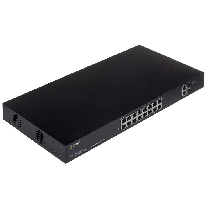 PULSAR SF116 Netzwerk-Switch Managed Fast Ethernet (10/100) Power over Ethernet (PoE) 1U Schwarz