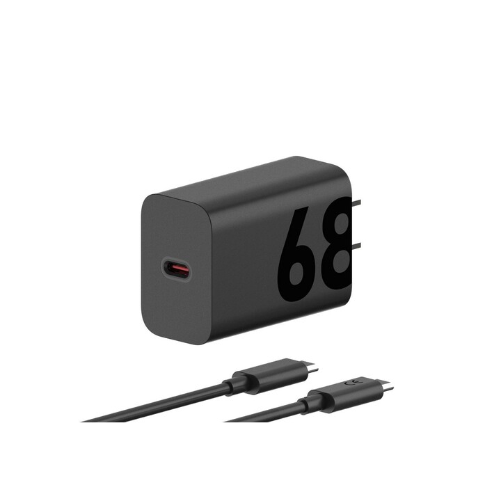 Motorola TurboPower Wall Charger 68W USB-C, 1m C-C cable, Black - cargador