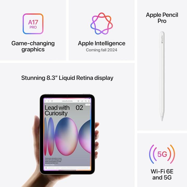 Apple iPad Mini 8.3 2024 Wifi Cellulare 128GB Grigio