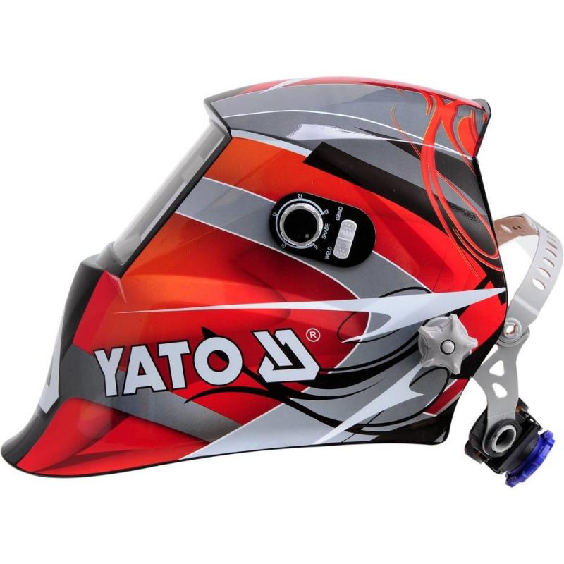 Yato YT-73921 pantalla y casco de soldadura Welding helmet with auto-darkening filter Negro, Rojo, Plata