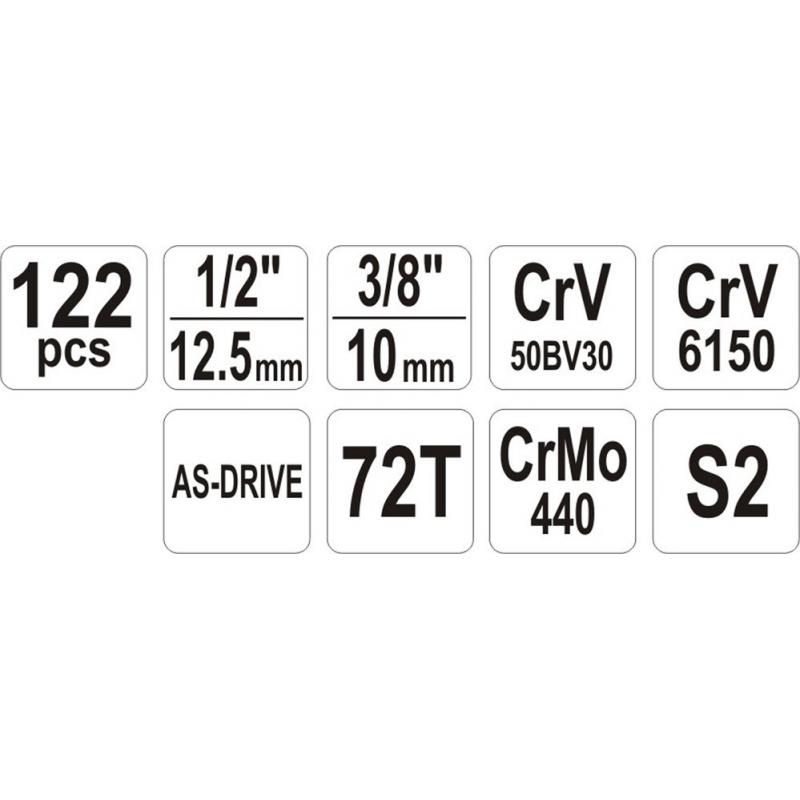 Yato YT-38901 Juego de herramientas XXL 1/4-1/2" 122 elementos