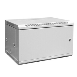 Wall-mounted network cabinet 19" 6U rack 600x450, solid door, gray, untilized, folded, 60kg