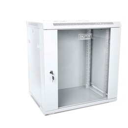 Wall-mounted network cabinet 19" 12U rack 600x450, door glass, gray, unshared, folded, 60kg