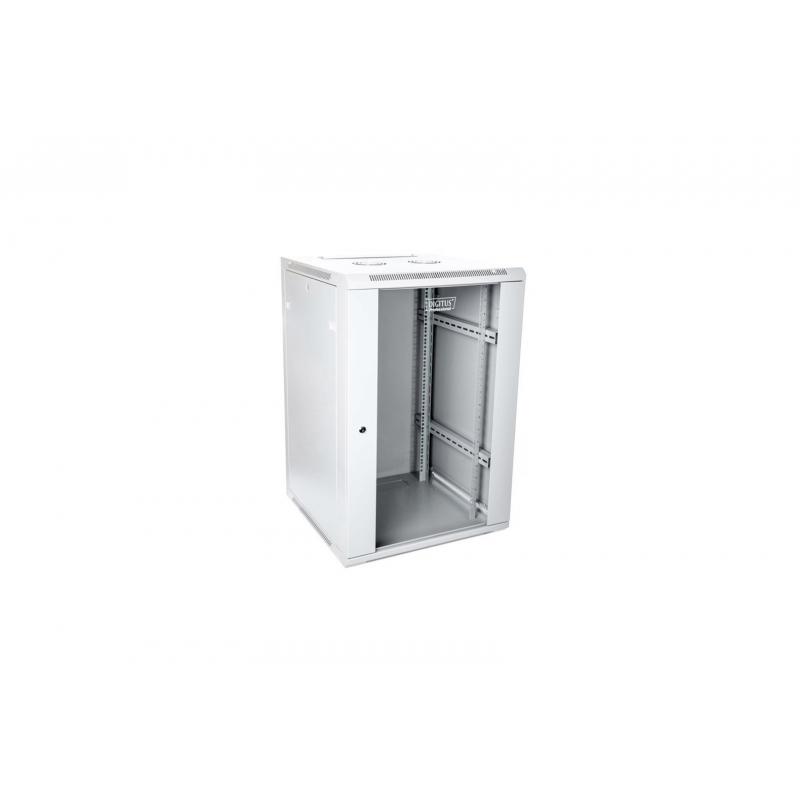 Wall-mounted network cabinet 19" 21U rack 600x600, door glass, gray, unfolded, not folded, 60kg