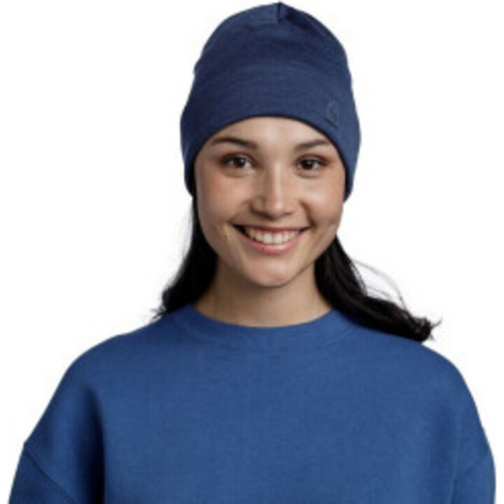 Berretto Gorro Buff Merino Heavyweight tinta unita blu notte