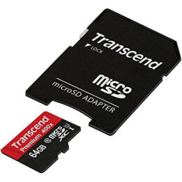 Transcend TS64GUSDU1 64GB Class 10 UHS-I U1 MLC NAND Black / Red - microSD Card