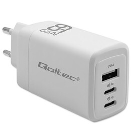 Carregador de parede Qoltec 65W GaN branco
