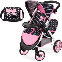 Bayer Doll's stroller for twins black with bow 39460AA