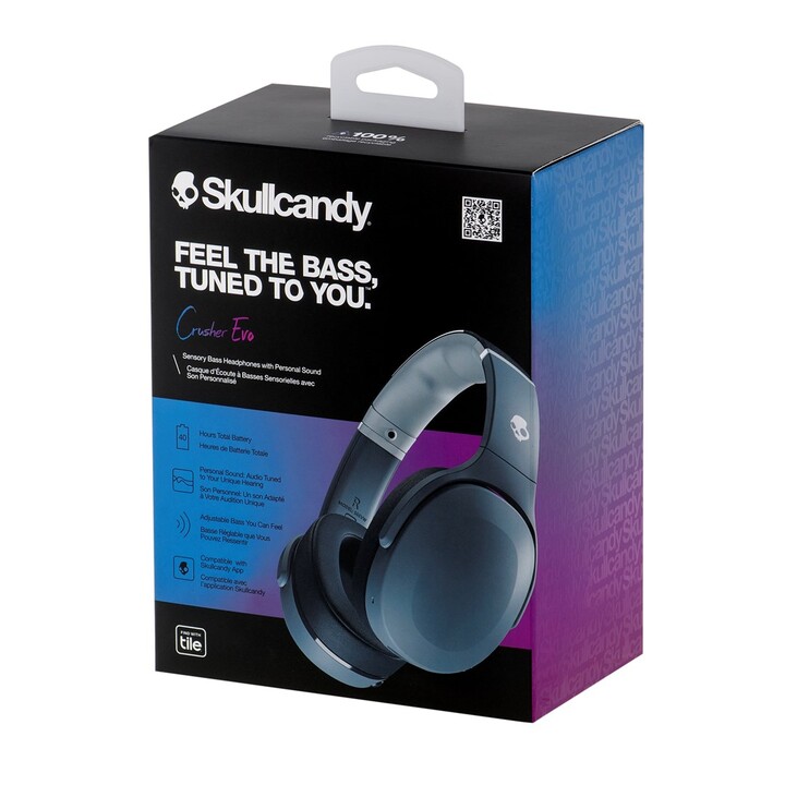 Skullcandy Crusher Evo Headphones Wireless and Wired Headband Calls/Music USB Type C Bluetooth Gray