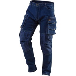 Calças de trabalho DENIM, reforços nos joelhos, tamanho L