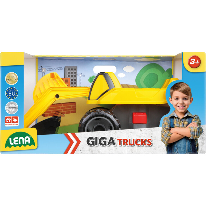 LENA GIGA TRUCKS Excavator PRO Rutschbagger schwarz und gelb
