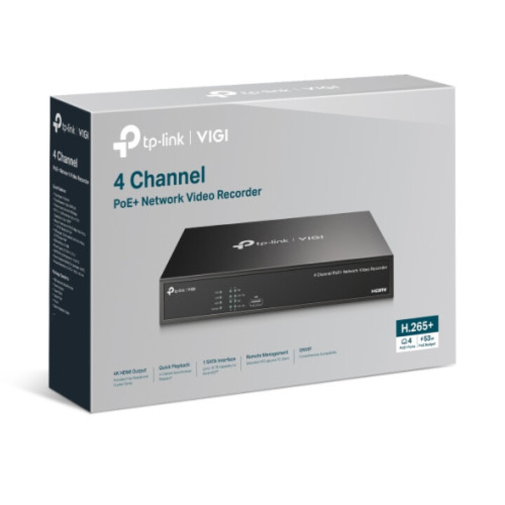 TP-Link Vigi NVR1004H-4P-2TB Enregistreur vidéo réseau (NVR) Noir