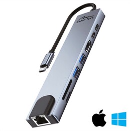 HUB USB MEDIA-TECH 8 IN 1 GIGA LAN HUB MT5046