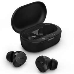 Fones de ouvido Bluetooth Philips TAT1209 com estojo de carregamento / 6h de autonomia / Preto