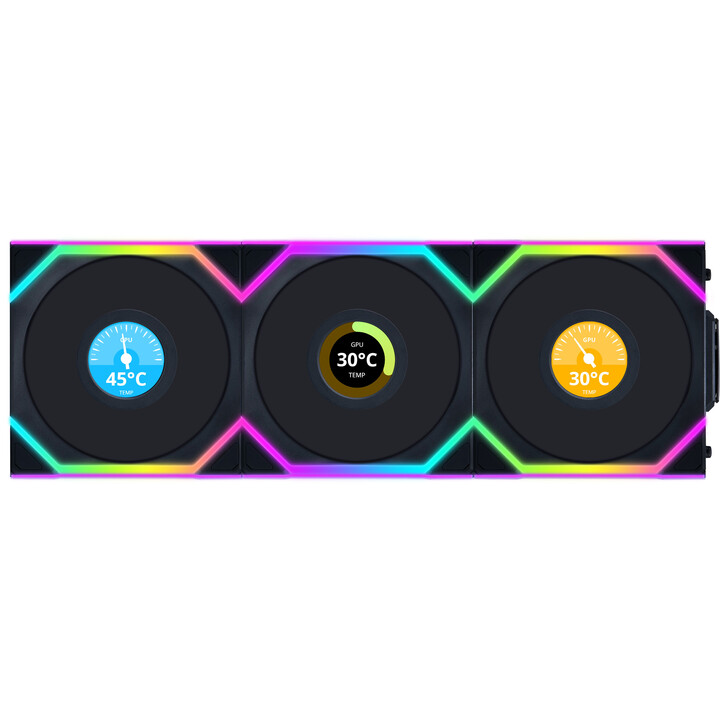Lian Li Uni Fan SL LCD ARGB 120mm Triple Pack Wireless Negro