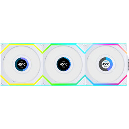 Lian Li Uni Ventilador SL LCD ARGB 120mm Pacote Triplo Sem Fio Branco