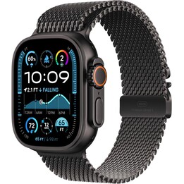 Apple Watch Ultra 2 GPS Cellular 49mm, Black Rugged Titanium Case with Black Milanese Loop, Size M