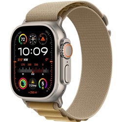 Apple Watch Ultra 2 GPS Cellular 49mm Natural Rugged Titanium Case with Tan Alpine Loop - Size S