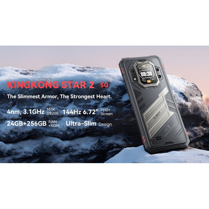 CUBOT Kingkong Star 2, robustes Android 14-Handy, 24 GB (12+12) RAM + 256 GB, 100-MP-Kamera, Schwarz