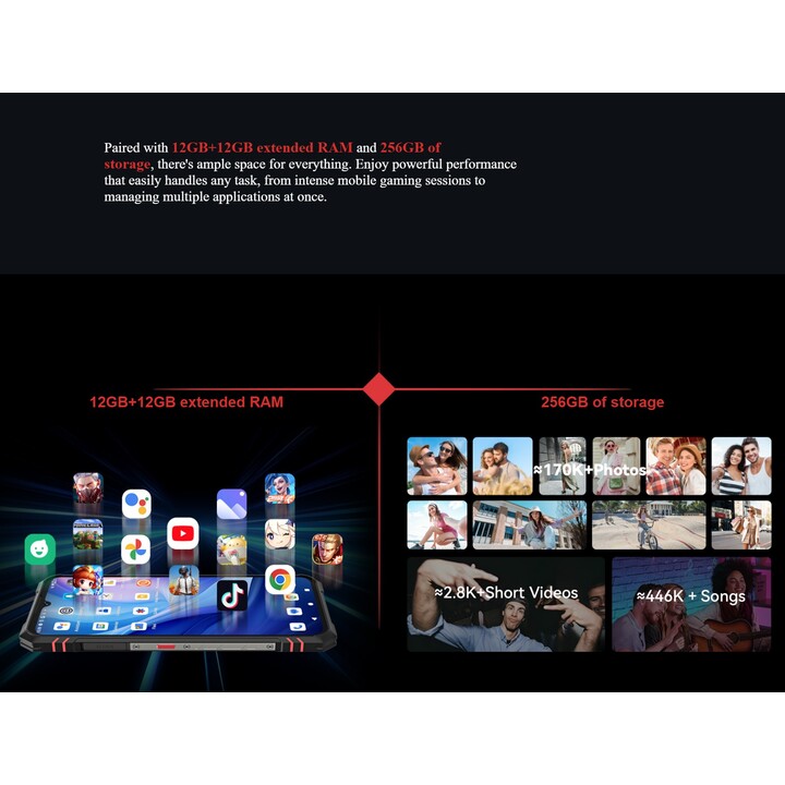 CUBOT Kingkong Star 2, robustes Android 14-Handy, 24 GB (12+12) RAM + 256 GB, 100-MP-Kamera, Schwarz