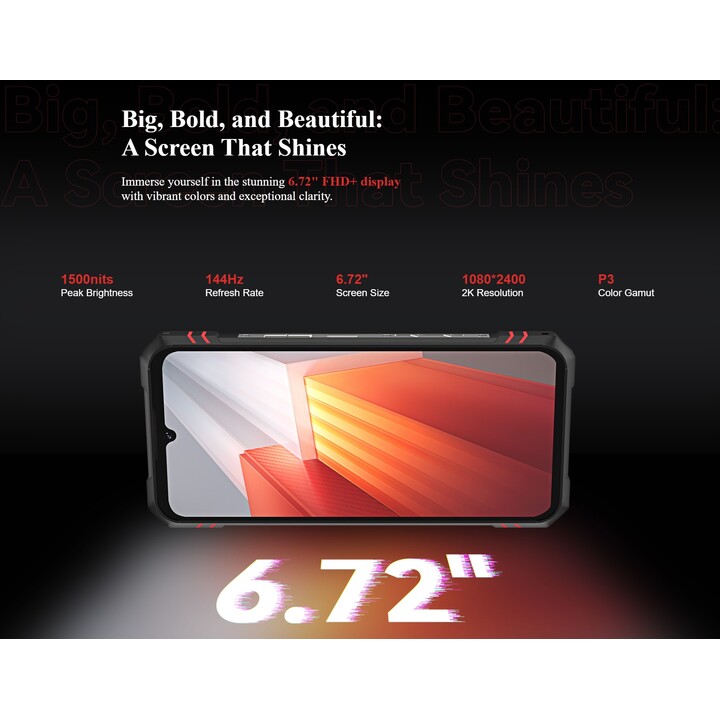 CUBOT Kingkong Star 2, robustes Android 14-Handy, 24 GB (12+12) RAM + 256 GB, 100-MP-Kamera, Schwarz