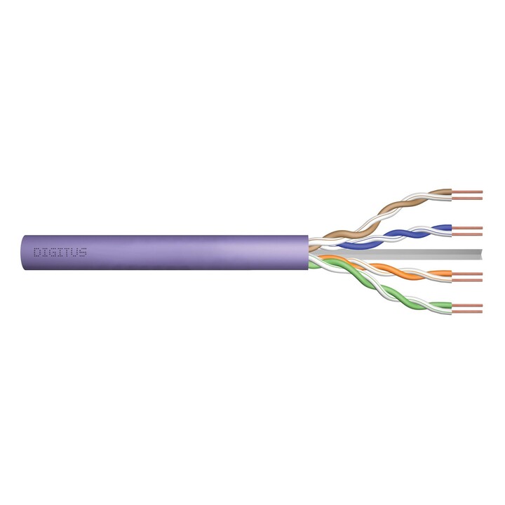 Installation cable DIGITUS cat.6, U/UTP, B2ca, AWG23/1, LSOH, 500m, purple, reel