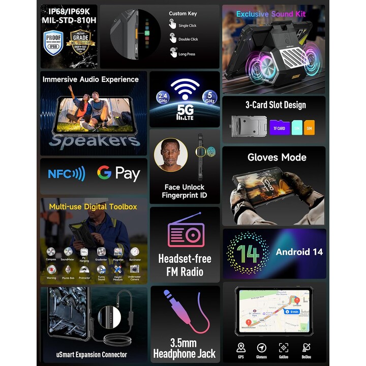 Ulefone Armor Pad 4 Ultra 5G Thermique 256 Go 8 Go Noir DS EU