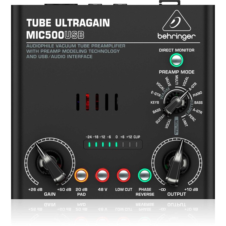 Pré-amplificador Behringer Tube Ultragain Mic500Usb